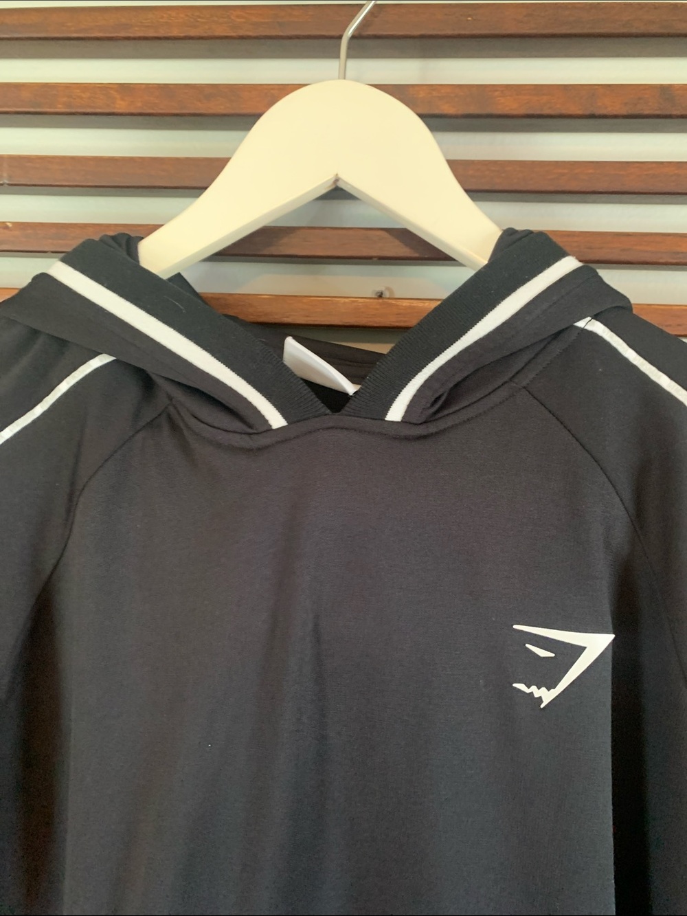 Gymshark Black Hoodie with White Trim - Picture 3 of 8